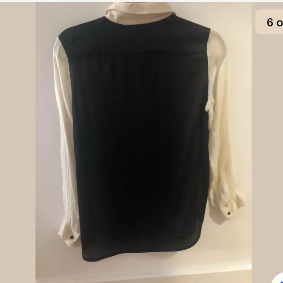 Sandro Silk Contrast Blouse Sz 1 - Picture 8 of 11